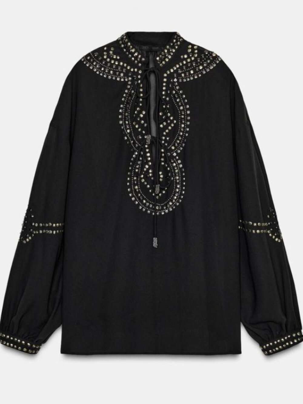 NWT Zara Semi-Sheer Beaded Blouse